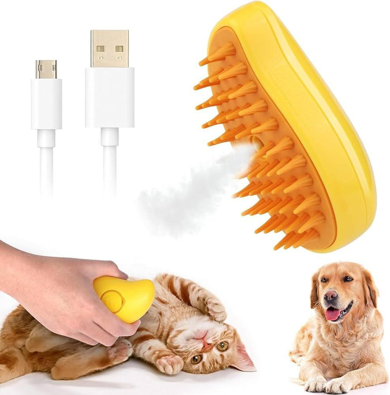 Escova de Banho Elétrica 3 em 1 com Spray de Vapor para Gatos