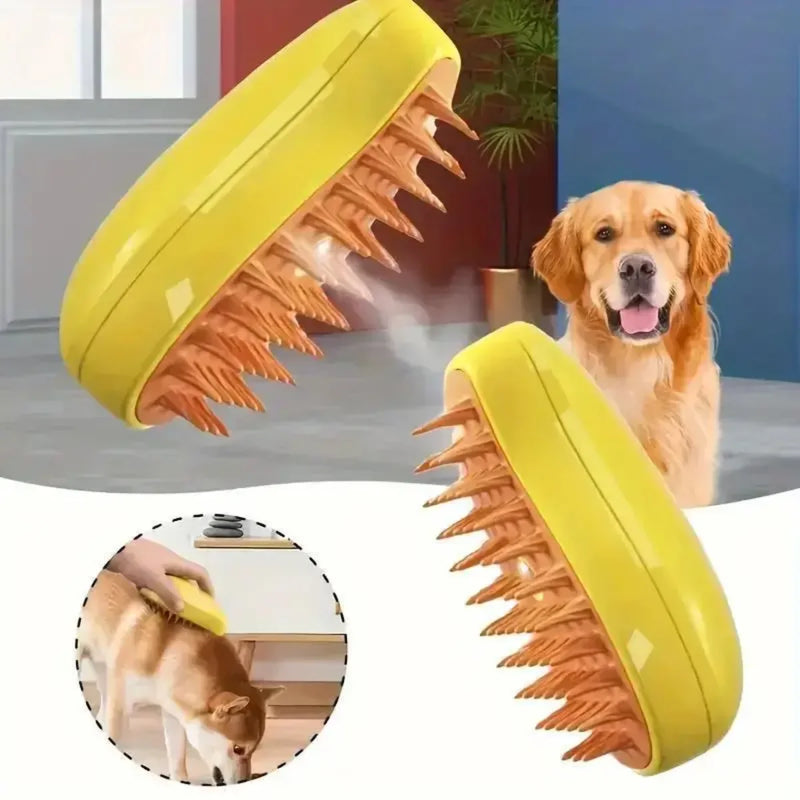 Escova de Banho Elétrica 3 em 1 com Spray de Vapor para Gatos