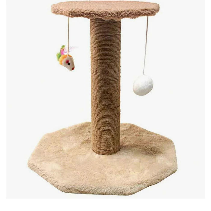 Arranhador Escalador Duplo para Gatos – Poste com Brinquedo Integrado, Cor Bege