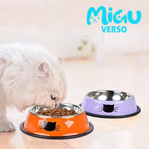 Tigela de Comida e Água para Gatos – Aço Inoxidável com Base Antiderrapante