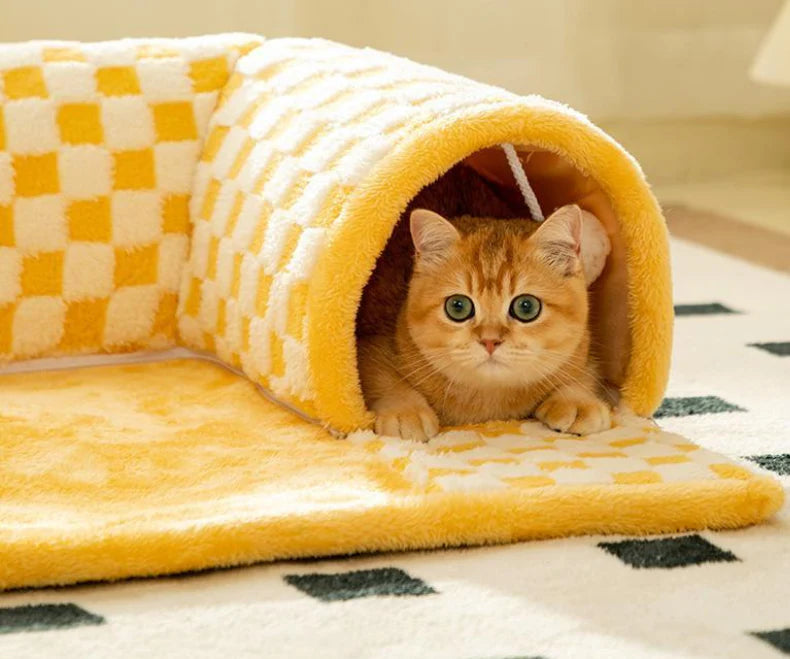 Cama e Túnel para Gatos - Casinha, Cesta e Brinquedo para Gatos