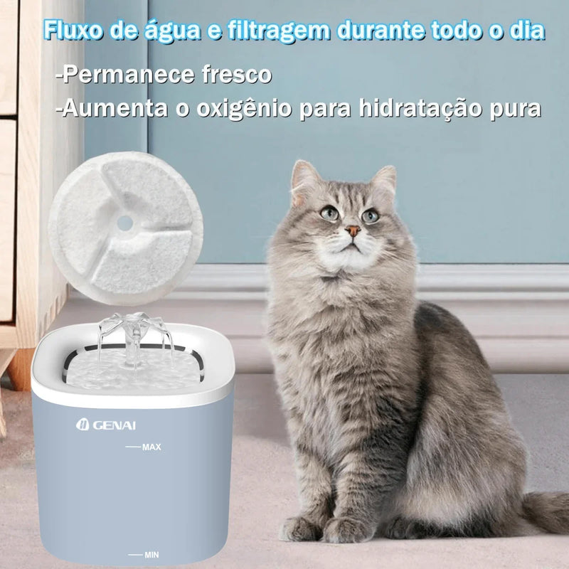 Fonte de Água Automática com Filtragem e Bomba Silenciosa para Gatos e Cães