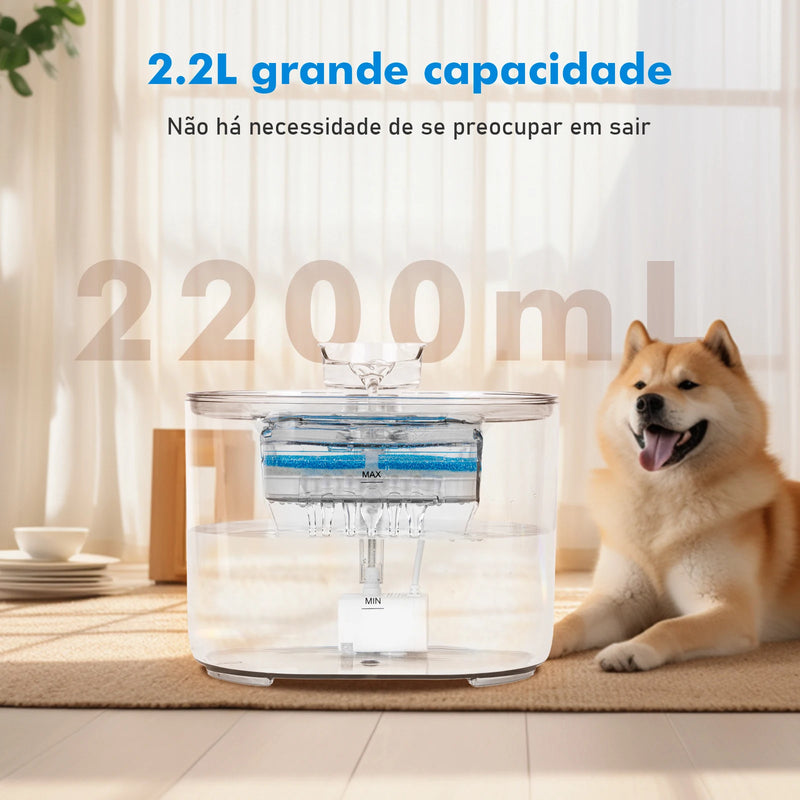 Fonte de Água Automática para Gatos com Filtro e Bomba Silenciosa