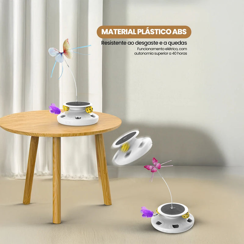 Brinquedo Interativo Inteligente com Penas, Laser e Bola – USB Recarregável