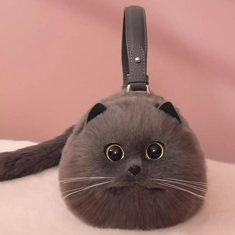 Bolsa de Ombro Feminina – Design Versátil com Pelúcia e Estampa de Gato 🐱
