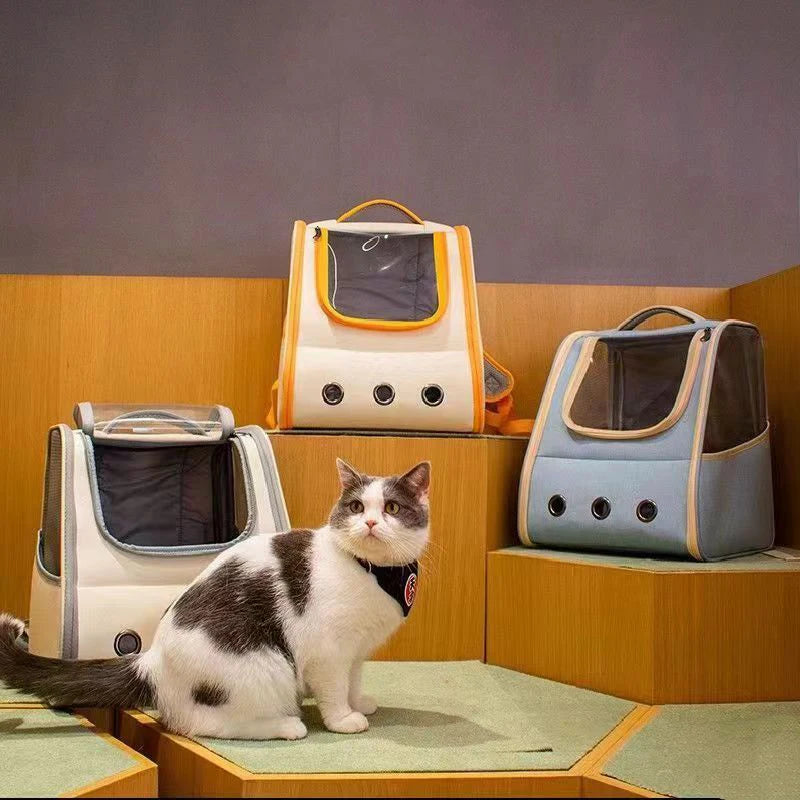 Mochila Transportadora para Gatos – Portátil, Respirável e com Cinto de Segurança