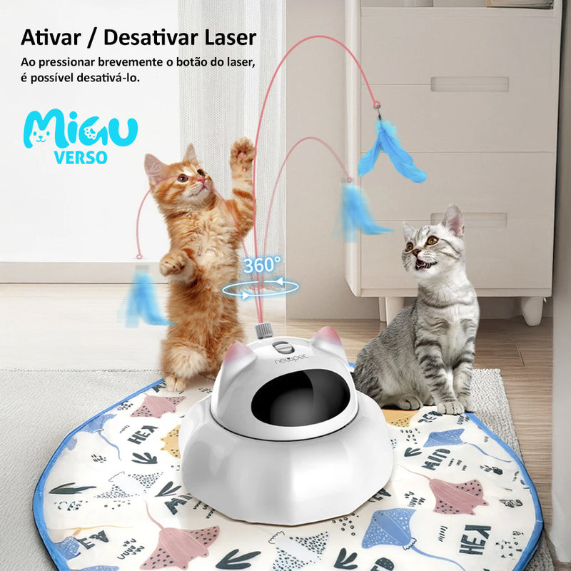 Brinquedo Inteligente com Laser, Penas e Luz Arco-Íris – USB Recarregável