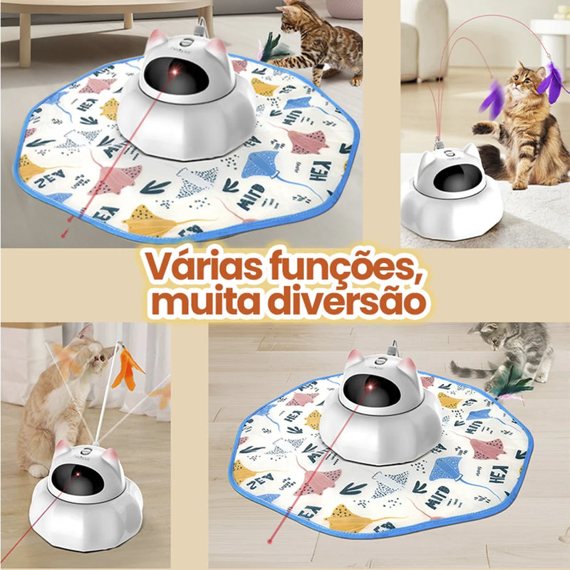 Brinquedo Inteligente com Laser, Penas e Luz Arco-Íris – USB Recarregável