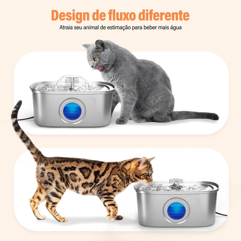 Fonte de Água Automática de Aço Inoxidável para Gatos