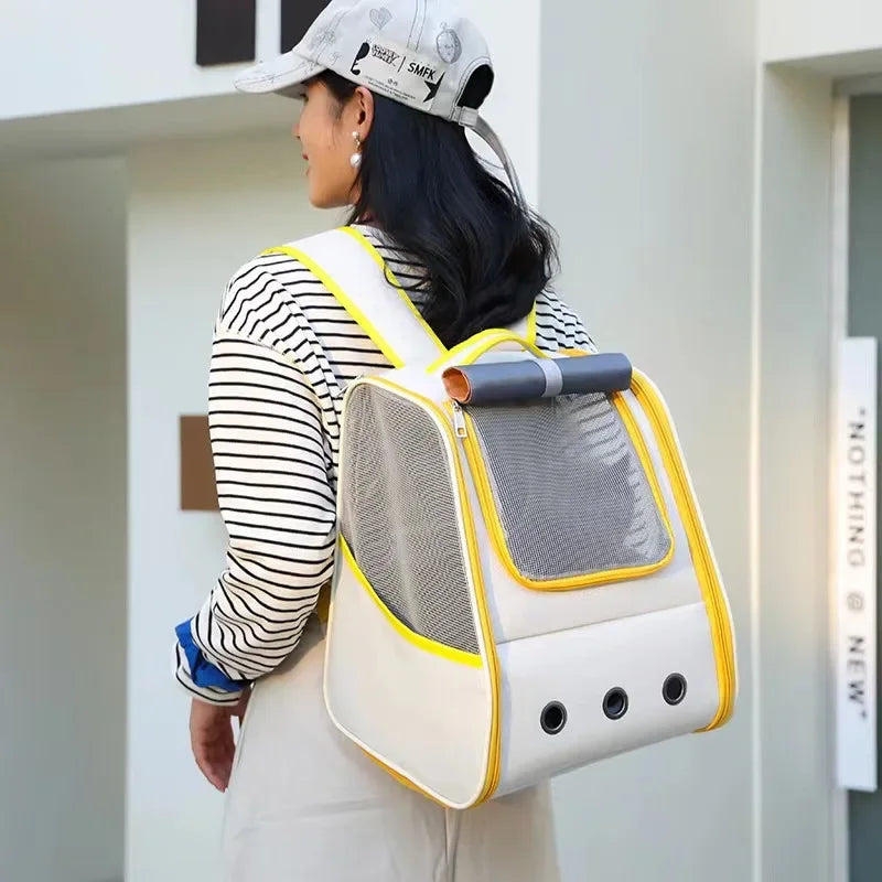 Mochila Transportadora para Gatos – Portátil, Respirável e com Cinto de Segurança