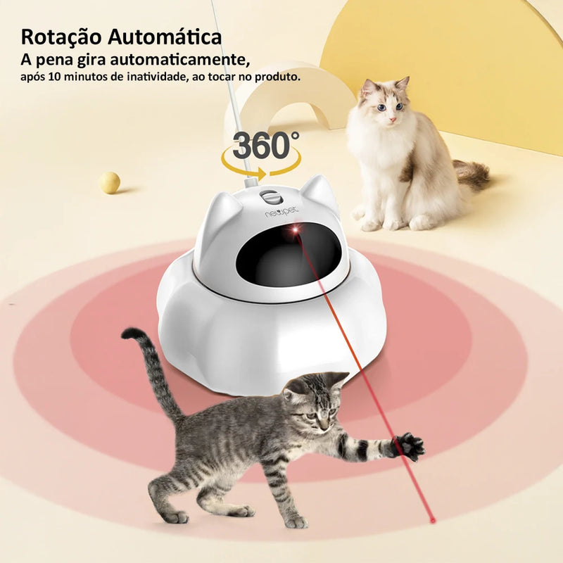 Brinquedo Inteligente com Laser, Penas e Luz Arco-Íris – USB Recarregável