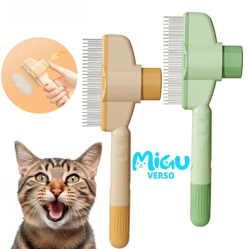 Pente Profissional para Gatos– Escova Removedora de Nós e Pelos, Autolimpante e Durável para Gatos