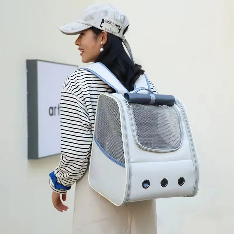 Mochila Transportadora para Gatos – Portátil, Respirável e com Cinto de Segurança