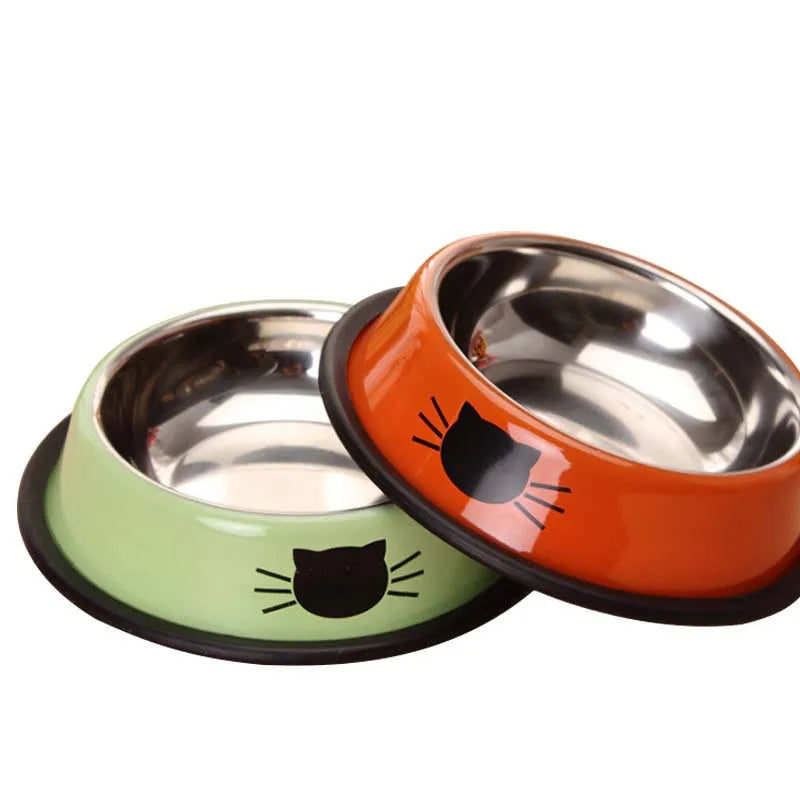 Tigela de Comida e Água para Gatos – Aço Inoxidável com Base Antiderrapante