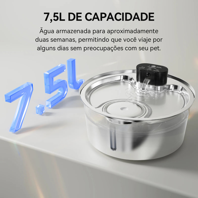Fonte Bebedouro sem Fio em Inox 7,5L