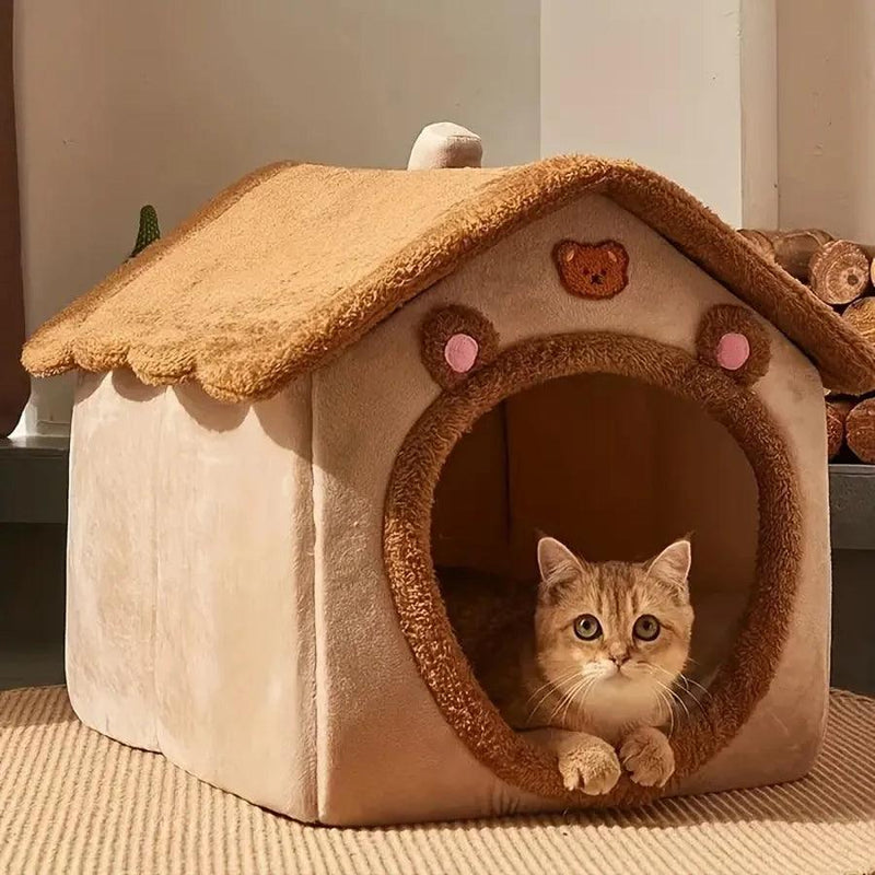 Casa Dobrável para Pets – Lavável, Removível e Confortável para Gatos e Cães de Pequeno Porte