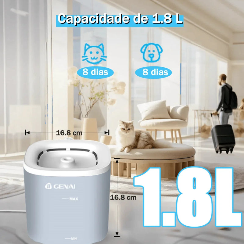 Fonte de Água Automática com Filtragem e Bomba Silenciosa para Gatos e Cães