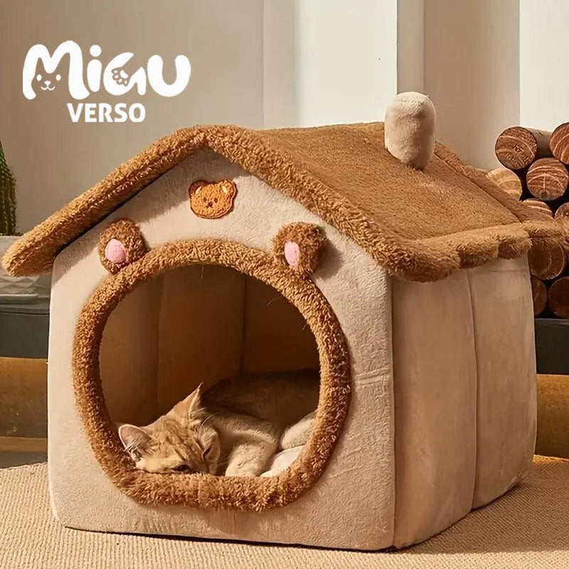 Casa Dobrável para Pets – Lavável, Removível e Confortável para Gatos e Cães de Pequeno Porte