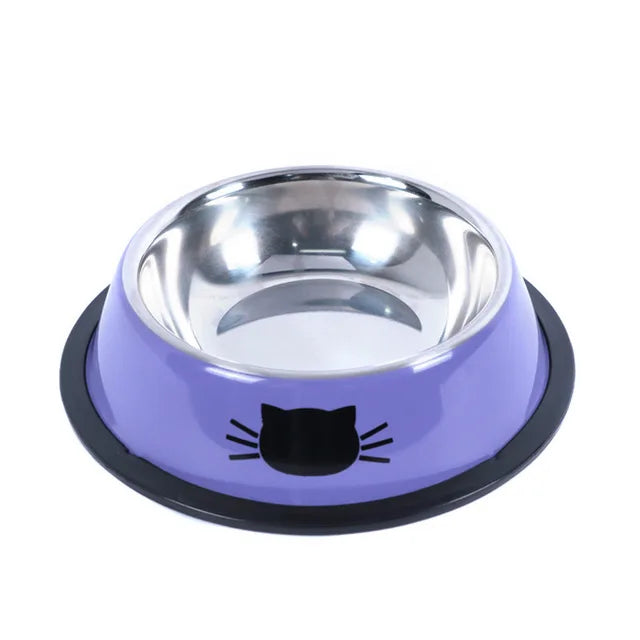 Tigela de Comida e Água para Gatos – Aço Inoxidável com Base Antiderrapante