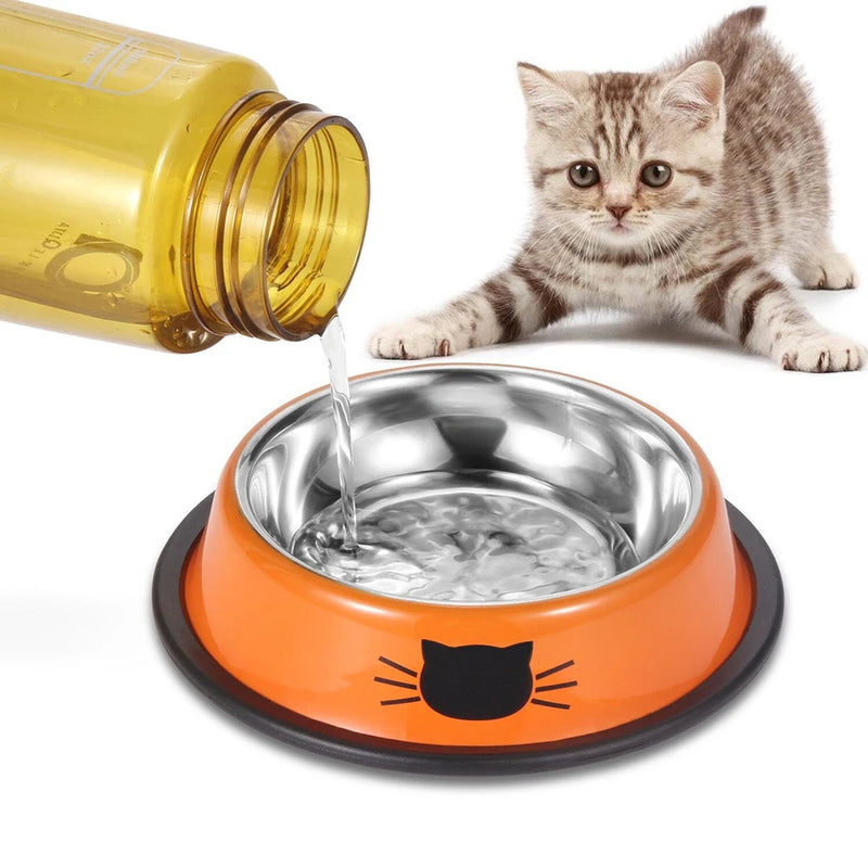 Tigela de Comida e Água para Gatos – Aço Inoxidável com Base Antiderrapante