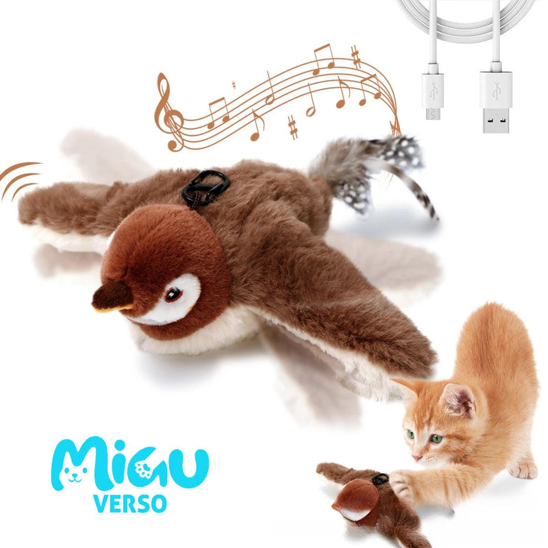 Pássaro de Pelúcia com Som e Movimento, Recarregável e com Catnip