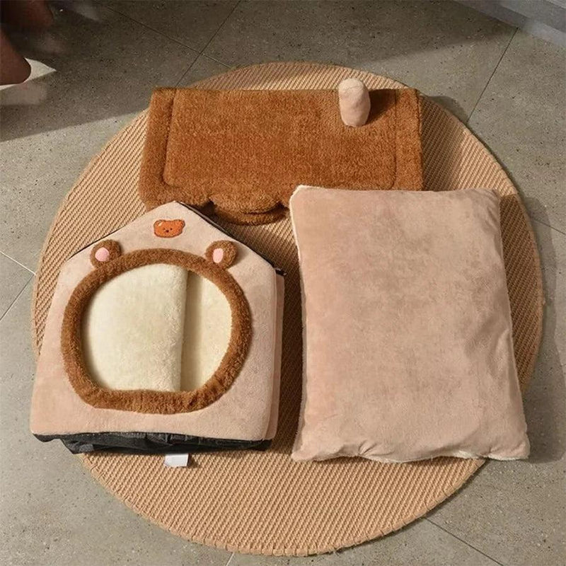 Casa Dobrável para Pets – Lavável, Removível e Confortável para Gatos e Cães de Pequeno Porte