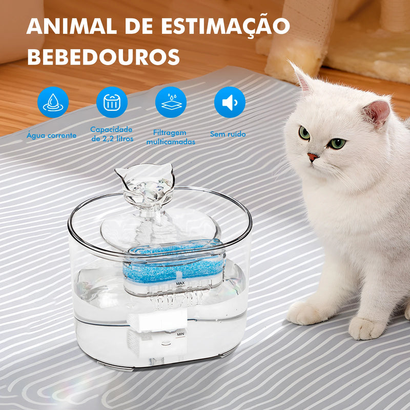 Fonte de Água Automática para Gatos com Filtro e Bomba Silenciosa