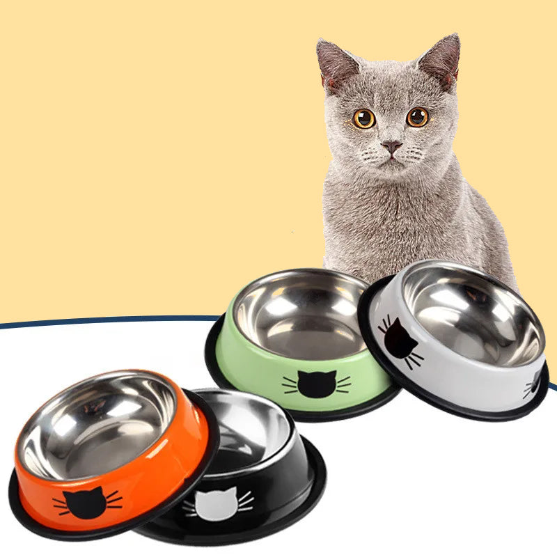 Tigela de Comida e Água para Gatos – Aço Inoxidável com Base Antiderrapante