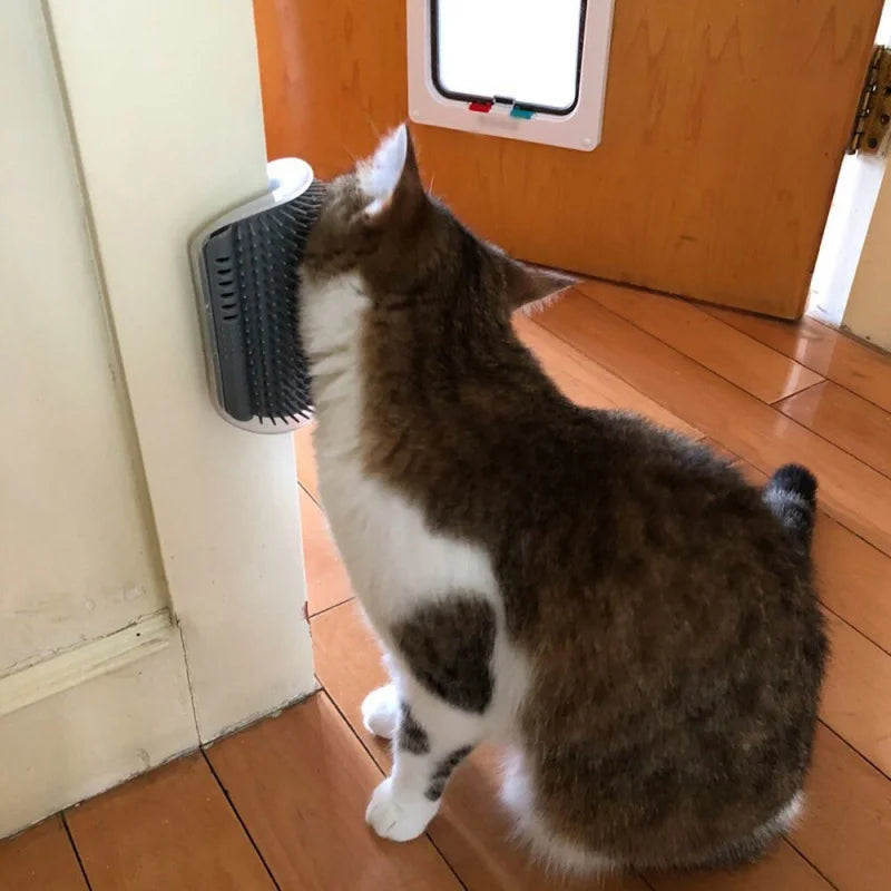 Escova Massageadora para Gatos com Catnip – Fixação na Parede