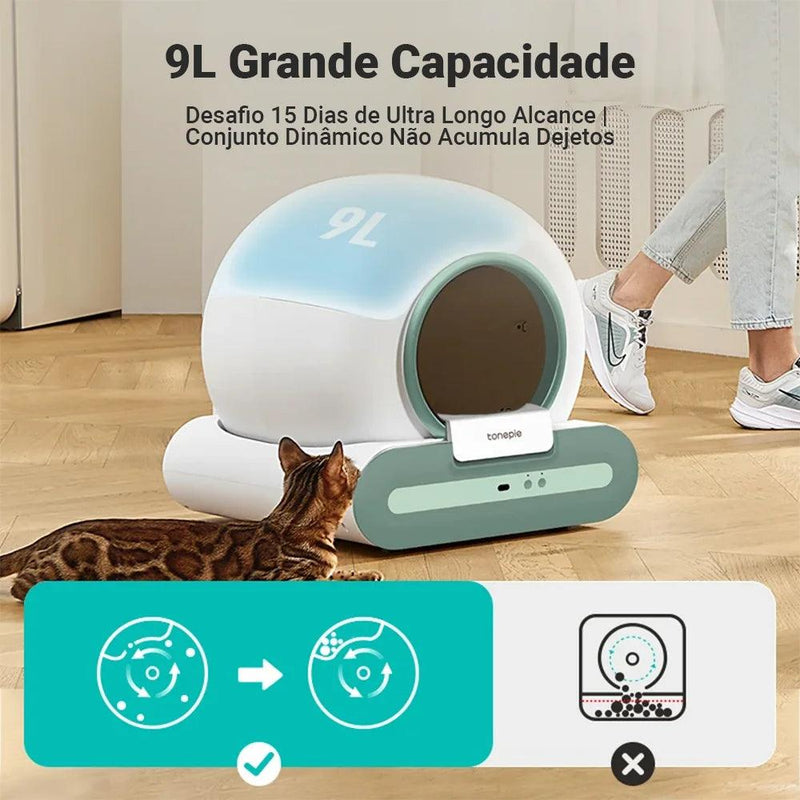 Caixa de Areia Inteligente para Gatos – Autolimpante, Fechada, com Esterilização UV e Controle via APP (65L)