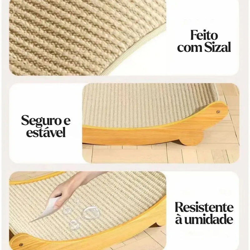 Arranhador de Madeira Multifuncional para Gatos – Cama, Brinquedo e Placa de Arranhar