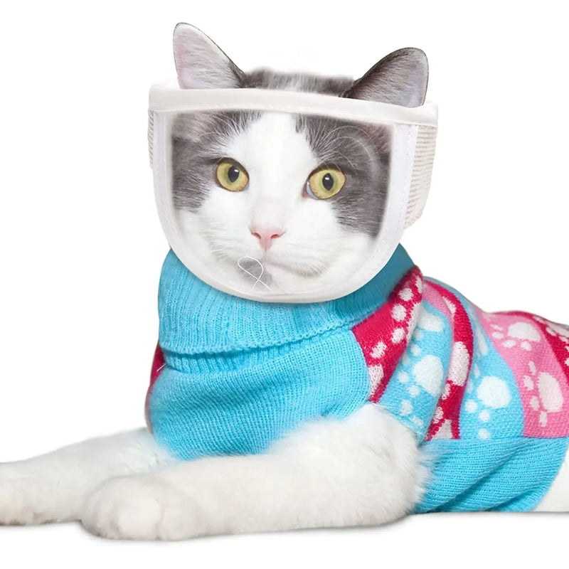 Focinheira Transparente Respirável para Gatos – Antimordida, Ajustável e Portátil