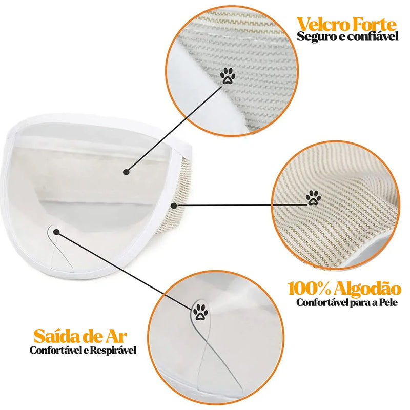 Focinheira Transparente Respirável para Gatos – Antimordida, Ajustável e Portátil