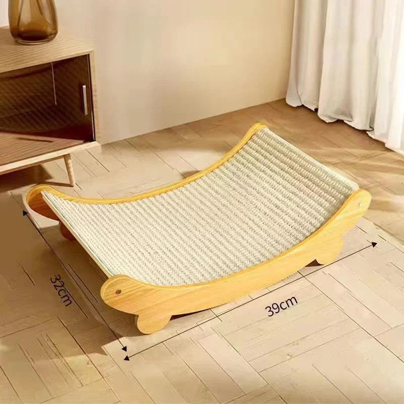 Arranhador de Madeira Multifuncional para Gatos – Cama, Brinquedo e Placa de Arranhar