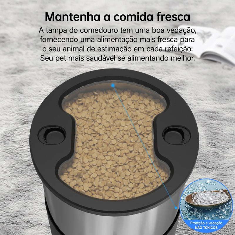 Comedouro Automático Newpet para Gatos com Wi-Fi, Microfone e Temporizador de 5 Litros