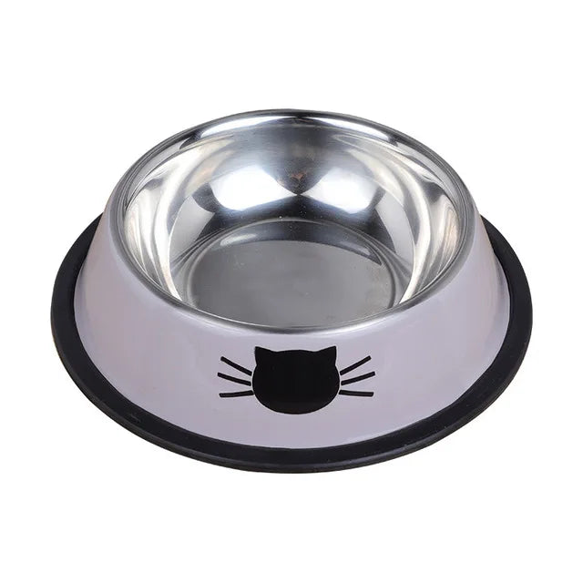 Tigela de Comida e Água para Gatos – Aço Inoxidável com Base Antiderrapante