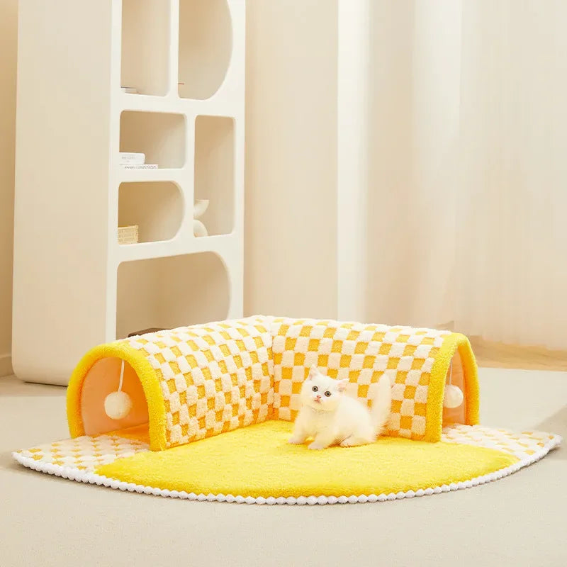Cama e Túnel para Gatos - Casinha, Cesta e Brinquedo para Gatos