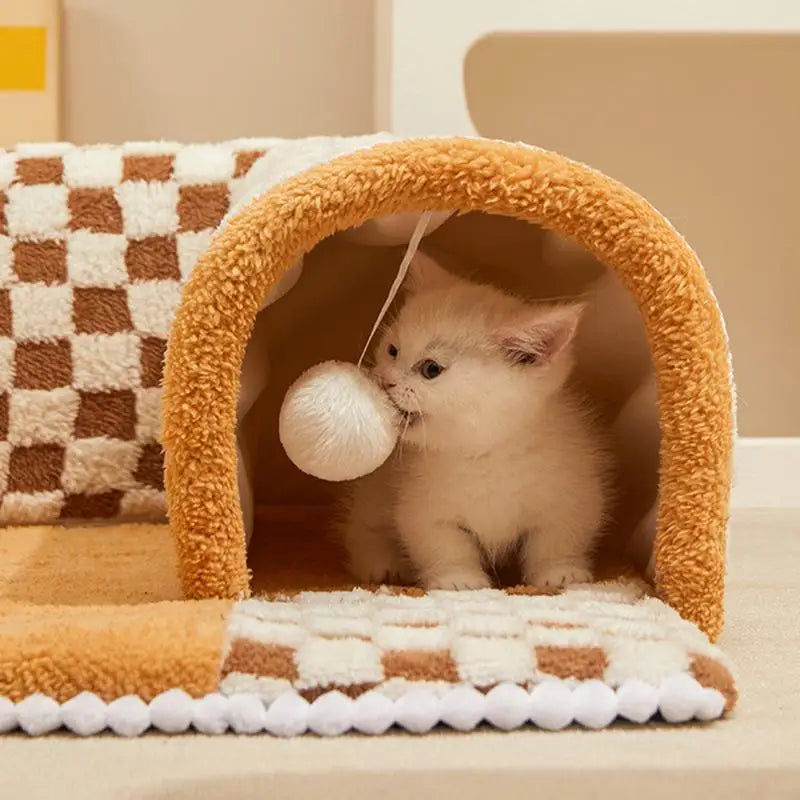 Cama e Túnel para Gatos - Casinha, Cesta e Brinquedo para Gatos