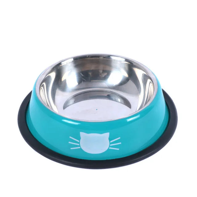 Tigela de Comida e Água para Gatos – Aço Inoxidável com Base Antiderrapante