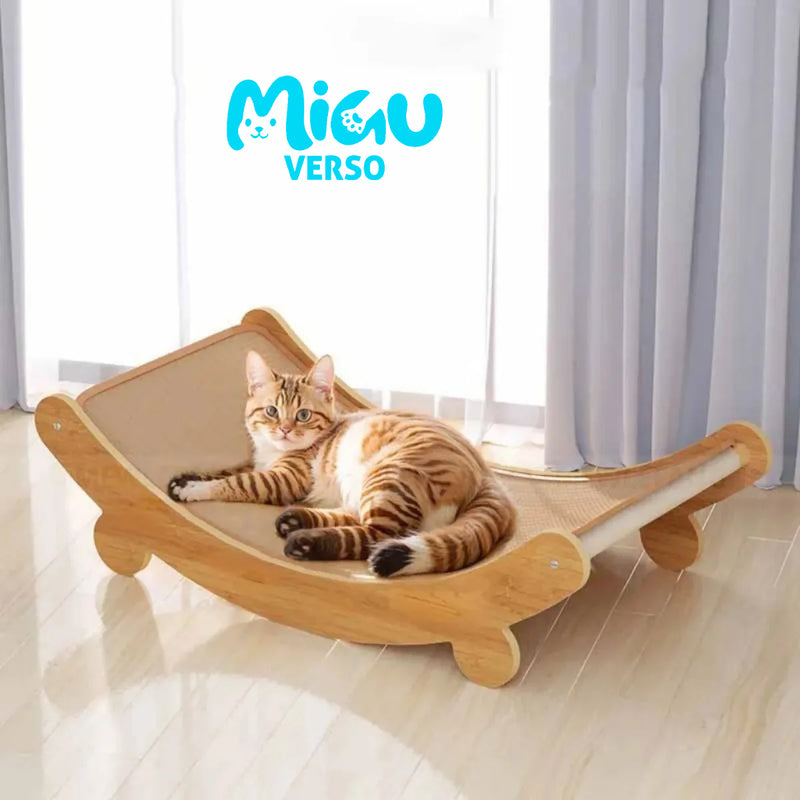 Arranhador de Madeira Multifuncional para Gatos – Cama, Brinquedo e Placa de Arranhar
