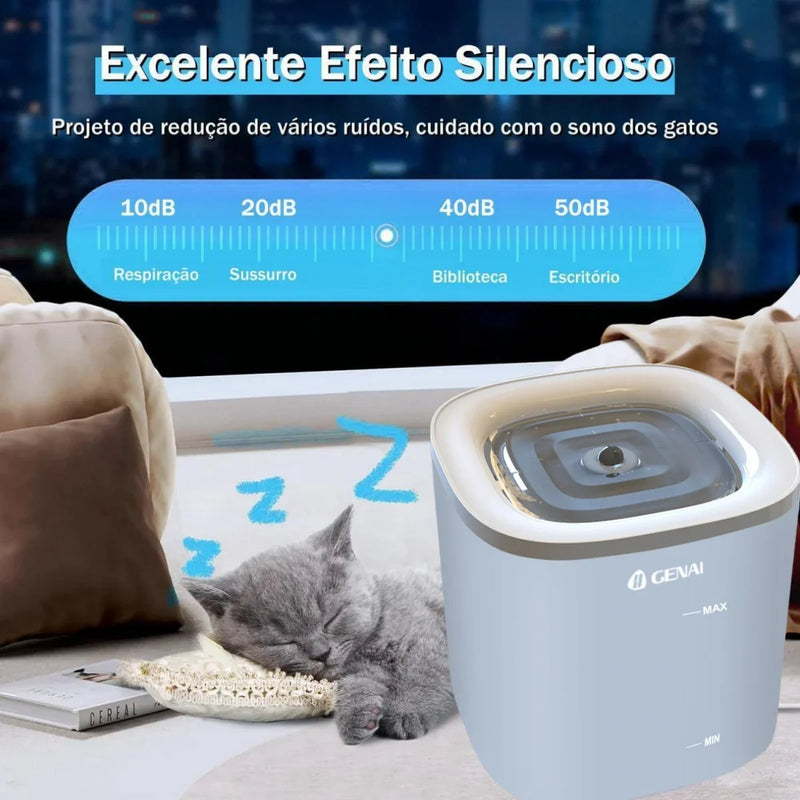 Fonte de Água Automática com Filtragem e Bomba Silenciosa para Gatos e Cães