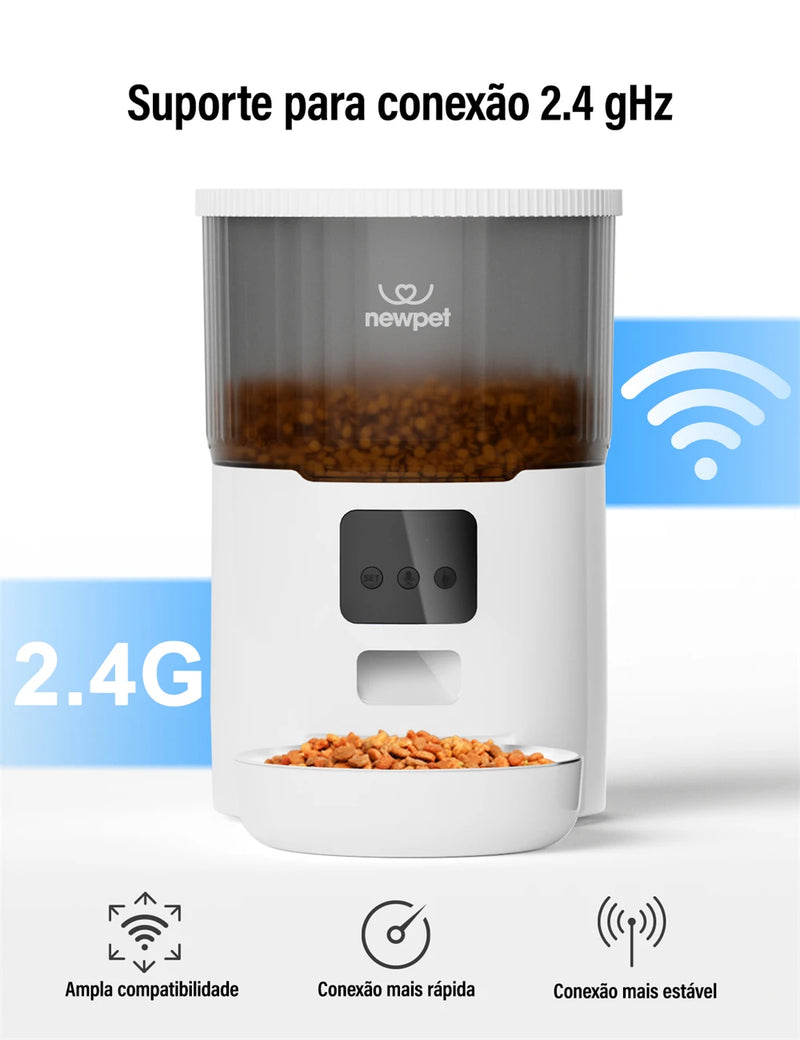 Comedouro Automático Inteligente 4L para Gatos – Wi-Fi, Gravação de Voz e Alimentação Programada