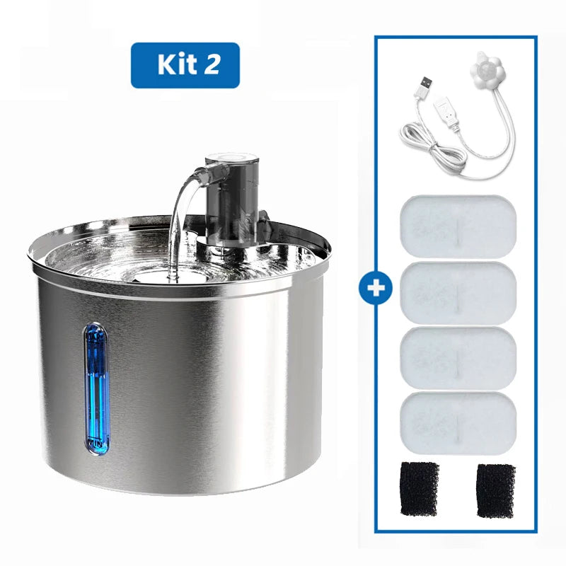 Fonte de Água Automática de Aço Inoxidável Newpet 3L para Gatos e Cães