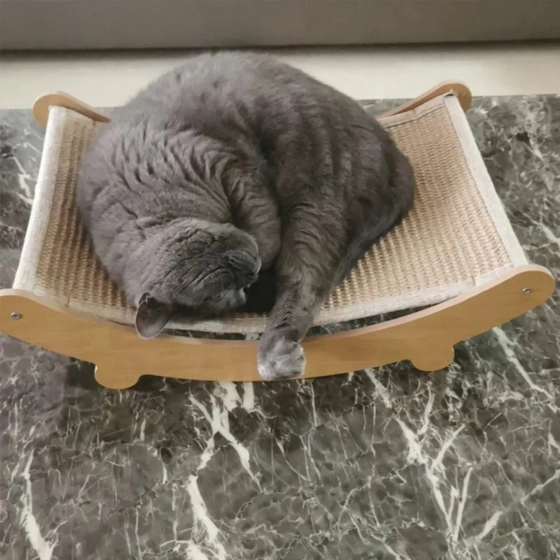 Arranhador de Madeira Multifuncional para Gatos – Cama, Brinquedo e Placa de Arranhar