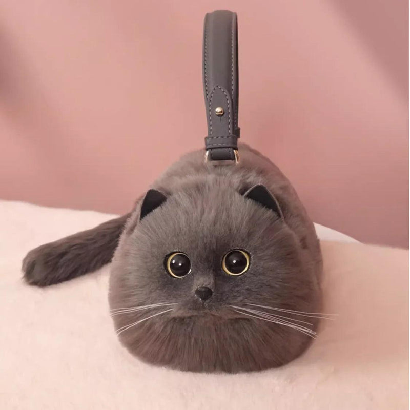 Bolsa de Ombro Feminina – Design Versátil com Pelúcia e Estampa de Gato 🐱