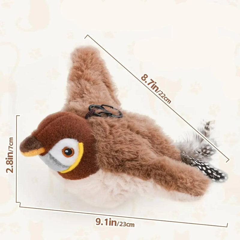 Pássaro de Pelúcia com Som e Movimento, Recarregável e com Catnip
