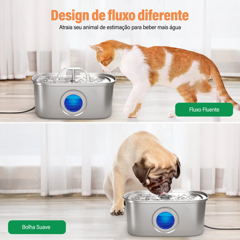 Fonte de Água Automática de Aço Inoxidável para Gatos