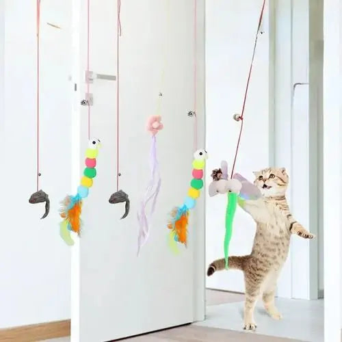 Brinquedo Interativo para Gatos –  Corda Elástica Suspensa