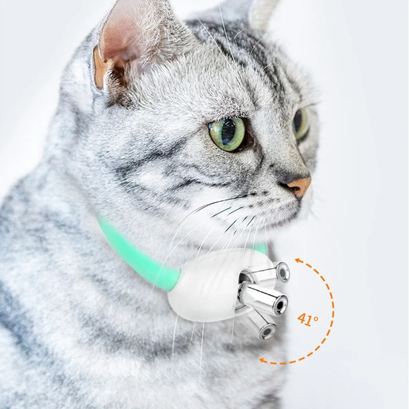 Coleira Inteligente com Laser para Gatos – Brinquedo Automático e Recarregável via USB