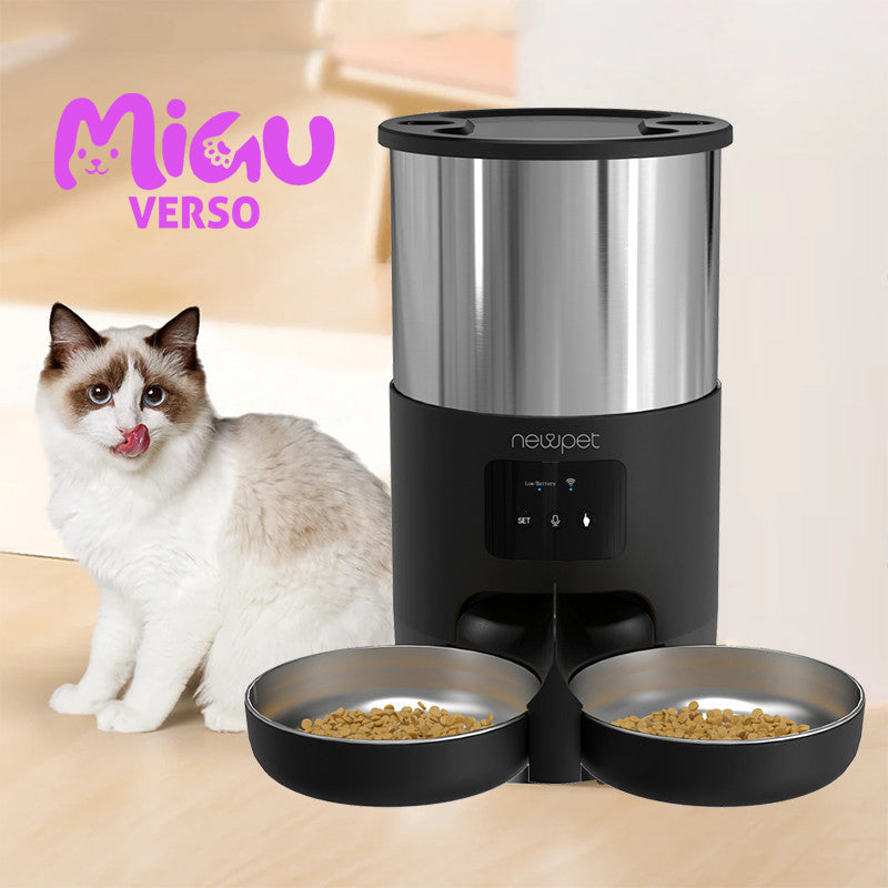 Comedouro Automático Newpet para Gatos com Wi-Fi, Microfone e Temporizador de 5 Litros